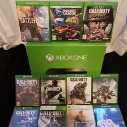 xbox one console 500gb...
1 original controller (good condition)...
and 1 elite controller (left bumper loose and grips off back missing) these are £129 in argos...
12 games (2 on 1 disc) all boxed and good condition...
6 of them call of duty xbox one...
2 of them call of duty xbox 360 (backwards compatible)...
fifa, destiny 2, battlefield 1, rocket league...
everything boxed and in great working order...
slight Mark's on top of console as this is obviously a used item...
£160
