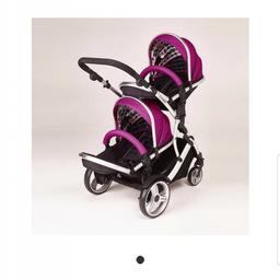 Kidz kargo Duellete double pram
Comes with -
X2 seats x1 bumper bar
X1 foot muff
X2 rain covers
X1 car seat
X1 height adapters
X1 matching bag
X1 carseat adapters

In good used condition
Purple so can be used for boy & girls
Faces all diffrent ways

Inbox for details & pics thanks :)

200 0NO