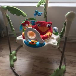 Rainforest jumperoo from fisher price.
Great to keep baby happy while you have a cup of tea or coffee! It has been well used and the outer fabric in the seat is damaged but it does not effect the use or safety for baby.
Collection from ch46.

Thanks for looking