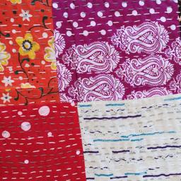 Wunderschöner schwerer Bettüberwurf aus Indien. Fairtrade und handgemacht. Einzelstück.
100 Prozent Baumwolle und auch als Decke super im Sommer da kuehlend. schön farbig. 

230 x 265 cm