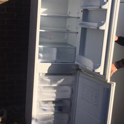 Hotpoint fridge freezer in a great working order Clean and ready to go. H67 and half inches tall and 23” inches wide.
