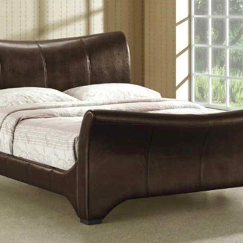 King size brown faux leather bed frame in WV14 Wolverhampton for £25.00