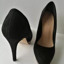 Black platform stiletto heels court shoes suede