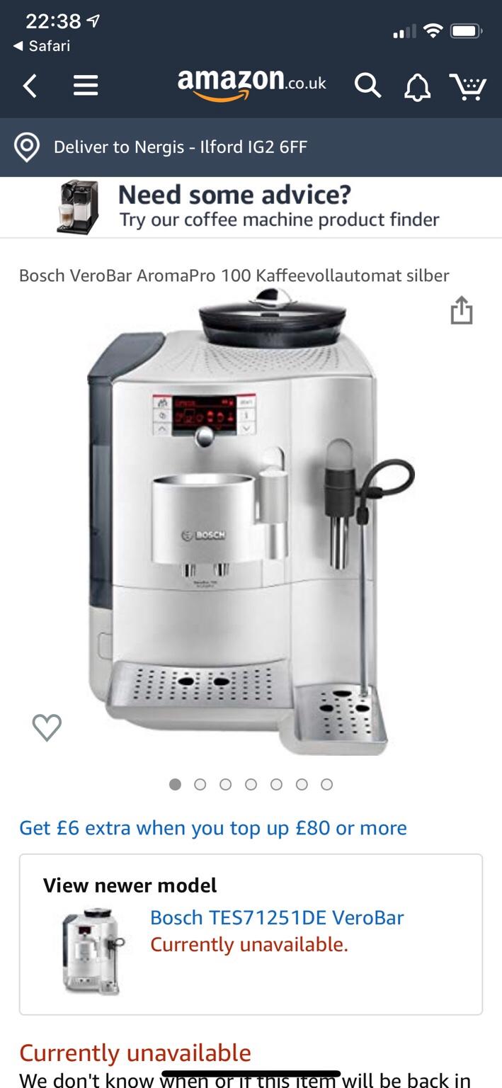 Bosch VeroBar 100 AromaPro Coffee Machine in IG2 London for £170.00 for