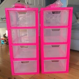 2 x 4 drawer storage units in pink

Set of feet for each included (never opened) 

£10 each or both for £15

From a pet and smoke free home 

Collection is from Hardwicke