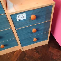 Bedside cabinet with blue front. Cabinet is in good condition with no problems. We also have the matching wardrobe and drawers. Pop int o view or message for more information.