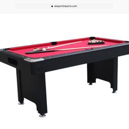 6ft pool table black with red cloth,ball return,all balls cues etc looks brand new as only had for few months legs can screw off for easier removal