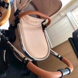 Icandy pushchair and carrycot. comes with matching Icandy butterscotch changing bag and sun umberella, maxi-cosi car seat, carrycot/stroller, 2x rain covers and adaptors. Great condition apart from scratches to the metal (as shown in pictures) -12 months old.