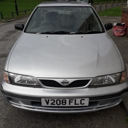 hi my selling my Nissan almera I its 1999 reg with 23000 on clock never let me down  starts  1st time every time very  strong car it has few dents and scratches nuffing too much easy to fix  log book on ots way to me have green slip 300 ono