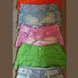size m waist 29 , 5 pairs available, blue ones look like a denim skirt at the front , , 5£ each 