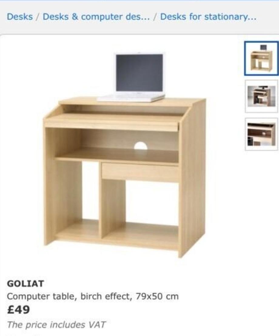Ikea 'Goliat' Laptop / Computer desk, Birch in SE19 London für 20,00