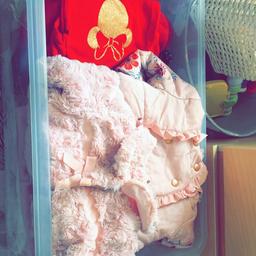 6/9 months -

9 x socks
2 x tights
4 x vests
3 x leggings
4 x tops
1 x Jumper
1 x Fur Gillette
8 x Dresses
8 x sleep-suits
1 x sleeping bag
1 x Fur Coat

All in excellent condition
Collection only Stoney Stanton
 * Box Not Included *