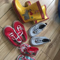 Blue striped H&M shoes size 4-5 
red soft shoes I think are same size as above
Vans size 6.5
Yellow boots size 6
£1 each pair or £3 for all
Collection only from TW8