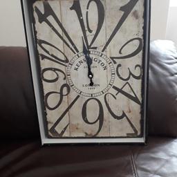 rustic tin clock, never been used still in box