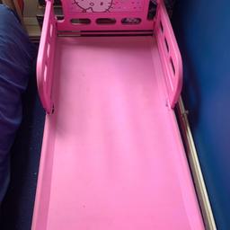 Girls hello kitty bed. 1 year old, in very good condition.
One pen mark on the headboard.
Can be used for up to 5 year olds 
Collection from camberwell
ASAP 
mattress not included 
Open to offers.