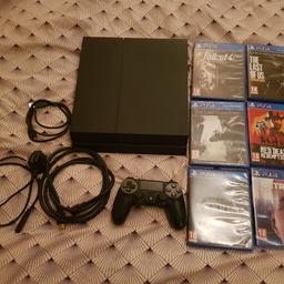 PS4 500GB in very good working condition, comes with all wires and 1 controller with 6 games