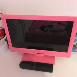 Small pink tv with DVD player and remote excellent condition