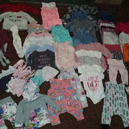 All items in mint condition (90% never worn before)

Items are from Kyle & Deena New York, Ferne Cotton, H&M, Mothercare, F&F, Primark & boutiques

All sorts are in the bundle... tights, hats, headbands, baby grows, dresses, t-shirts (long & short sleeve) jumpers, leggings, jeans rompers, matching floral tracksuit, faux fur coat, faux fur gillet, jumper & pant set, bibs, hooded cardigan

From smoke & pet free home

Can deliver for fuel