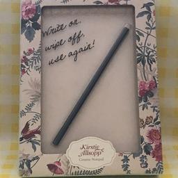 Re-usable ceramic notepad with chinagraph pencil. Notes can be wiped clean! Brand new, box still sealed. Great gift.