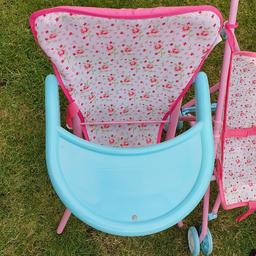 Cup Cake doll's pushchair and a high chair to feed a doll, good condition, great for girls age 2-5, excellent for a role play;