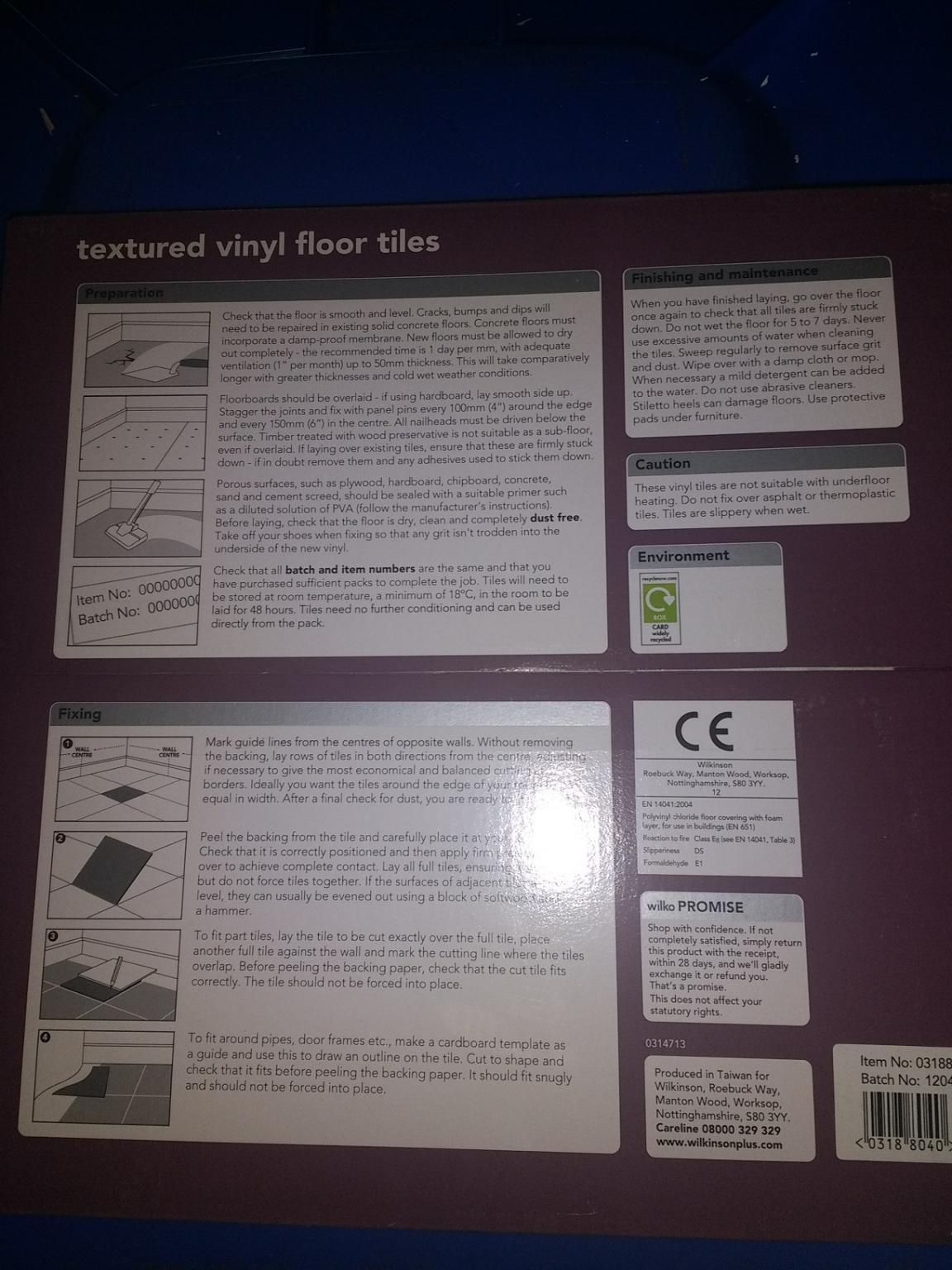 7 packs wilko self adhesive vinyl floor tiles in Rochdale for £3.00 for