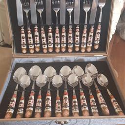 Royal Crown Derby lookalike cutlery set 24 pieces presented in a box China Handel's would the Old Imari pattern on bought as an anniversary gift for my wife but my wife don't like them