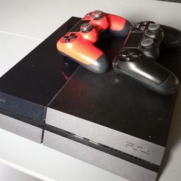 Selling ps4 500gb including 2 controllers. One of the controllers has very short battery life but works perfectly fine plugged in otherwise and the red one is in good shape.

Collection only.