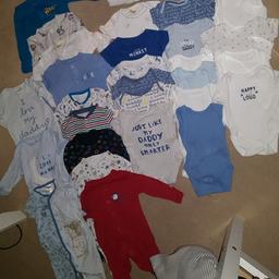 12 - baby grows

16 - vests

1 white blanket

from Debenhams, TU, George and Primark

all in great condition

some never worn.