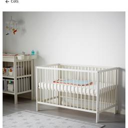 From birth till age 2 or 3years.
Mattress included if needed. Both in vgc
The side can be removed as seen in pics or re-attached
2 heights for the mattress.
On other sites
(NB: Picture is from advert, cot bed dismantled ready for pick up)