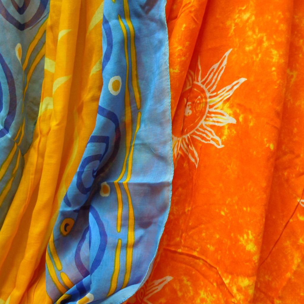 Sciarpa Quadrata Tolani IKAT – Pavone Lime/giallo, Viscosa/cotone, Donna