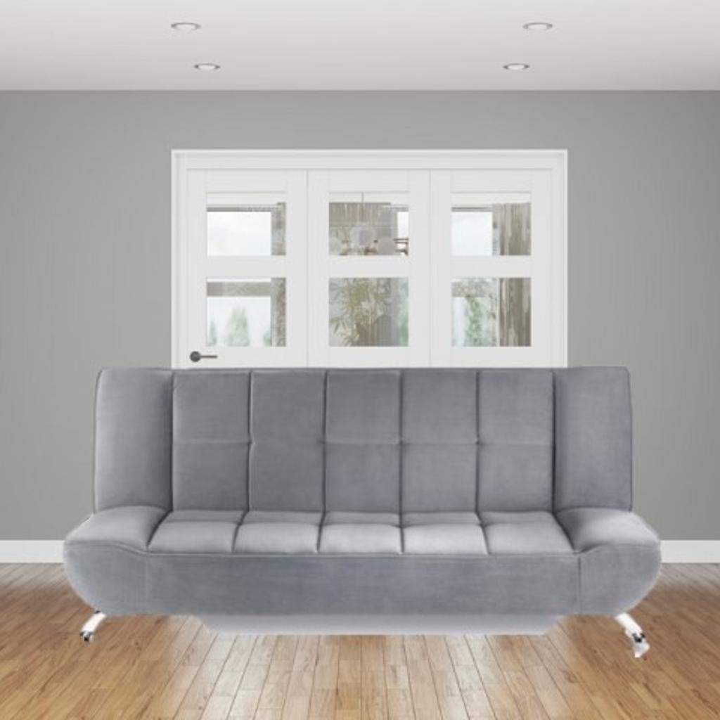 Genoa Grey Velvet Sofa Bed Chromium Legs in M350BN Failsworth für £ 140