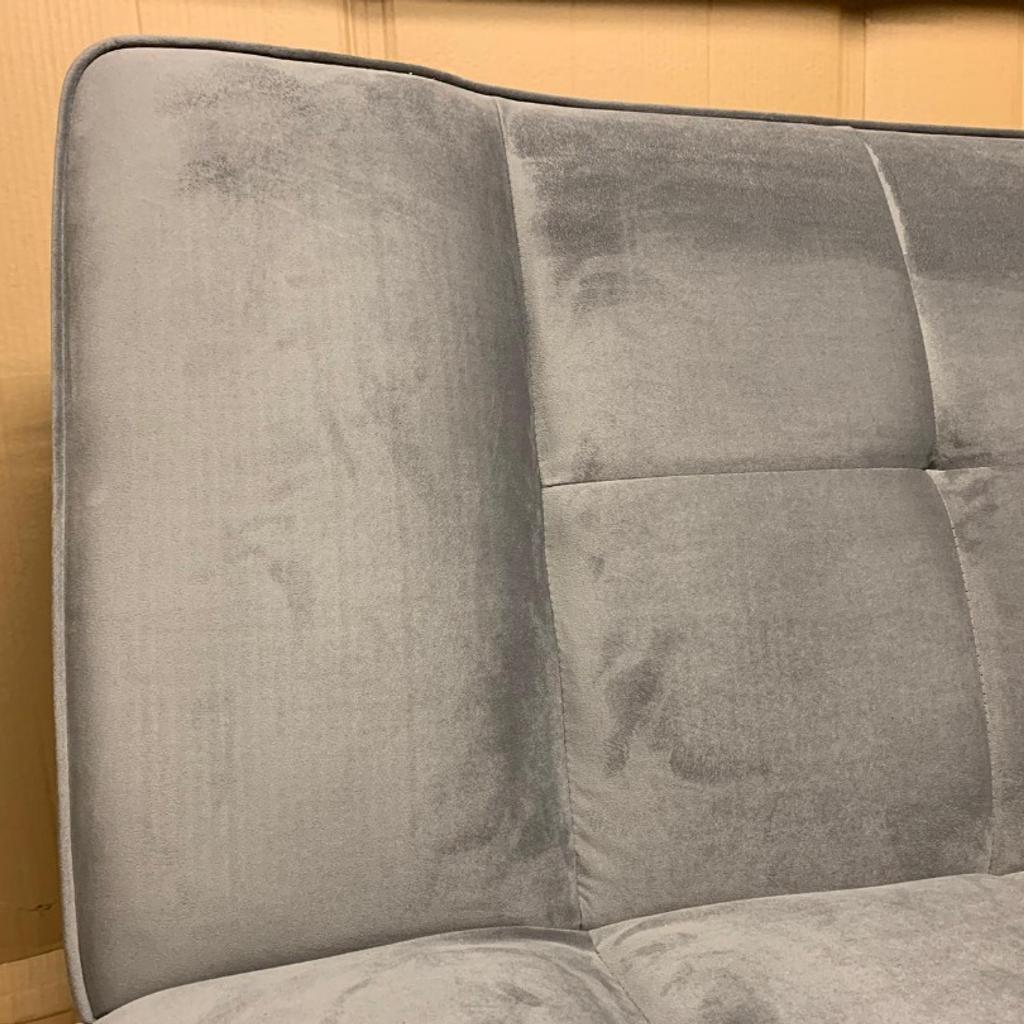 Genoa Grey Velvet Sofa Bed Chromium Legs in M350BN Failsworth for £140.