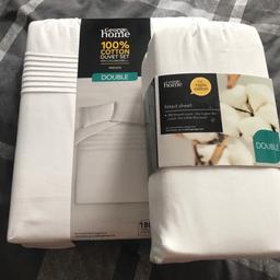 This is a brand new and sealed bundle 
White double bed duvet set, 
2pillow cases and 
double fitted sheet 

Brought for guest bedroom but can’t use 

Ideal £15 but open to offers 

Must collect at PO1 cross street  ideally evening time
