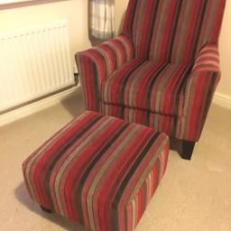 Red brown and beige accent chair and matching footstool from next
Bought for £425
Perfect condition ( like new)