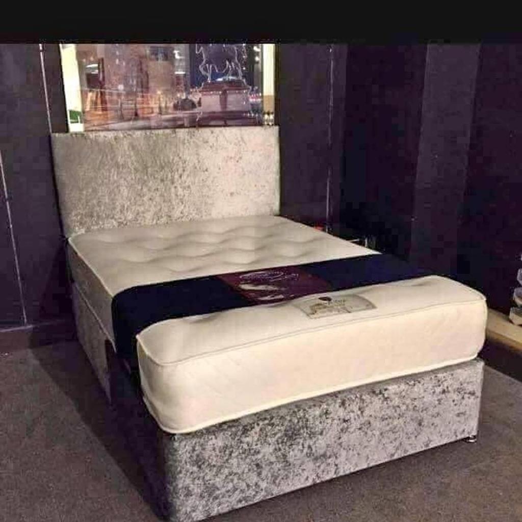 BRAND NEW CRUSHED DIVAN OPTIONAL BASES, HEADBOARDS AND MATTRESSES
AVAILABLE IN 4 COLOURS AT VERY LOW PRICE

Single £70
✴️Double £90
✴King £110

COLOURS AVAILABLE

✴️Champagne(Gold)
✴️Black
✴️Silver(Steel)
✴️Royal Blue

Head Board £60 And Drawers £20 (each)

DIFFERENT MATTRESS OPTIONS AVAILABLE

💬WHATSAPP = 07566808408
☎️CALL = 01617913101