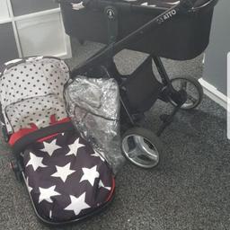 selling our casatto travel system as have a new one...comes with everything in picture condition is well looked after but scratches on the frame due to transferring in and out of the car...quick sale 35