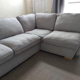COMFY large grey corner sofa in very good condition apart from 1 of the cushion covers has been stitched ( as seen in picture ) dimensions 2800 X 1850 house move forces the sale. Collection only!! £130