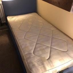 Blue single bed with storage underneath. 
Great for kids bedrooms
Can come with mattress if needed. 
Excellent condition as only had 12 months.