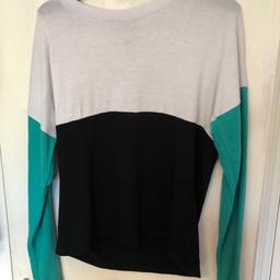 • White, Black and teal colour block jumper 
• size M forever 21