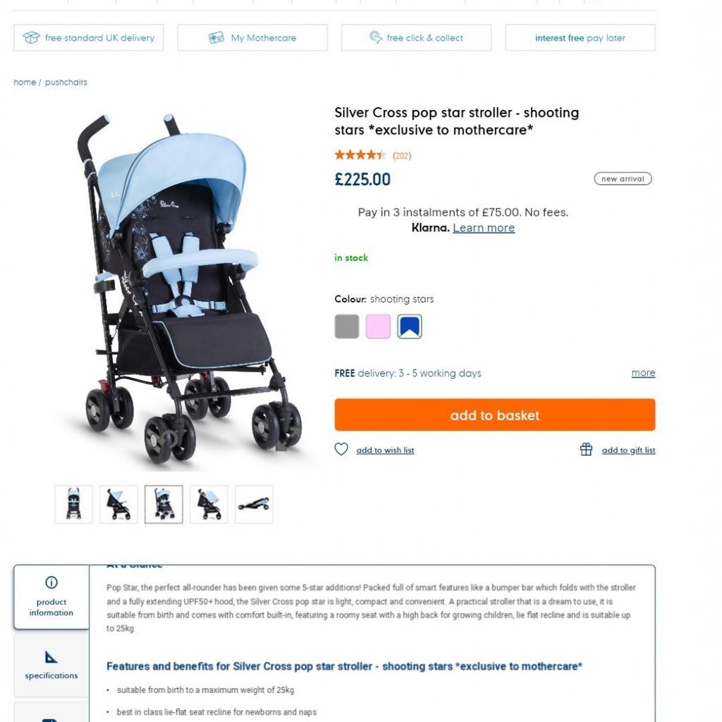 Mothercare silver cross pop hot sale star