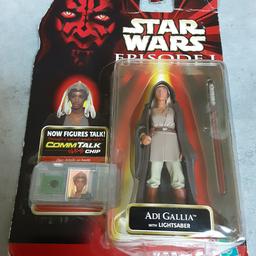 1998 Star Wars Episode 1 Jedi Adi Gallia figure in original packaging.  Packaging has signs of shelf wear. Viewing welcome. More figures available.