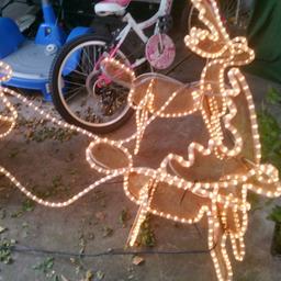 one big sleigh and reindeer 5ft long proper metal frame folds up santander on ladder goes with it lovely at nite lit up for xmas