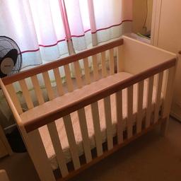 Cot in good condition with protectors on top still. Height adjustable. Comes with mattress if wanted.