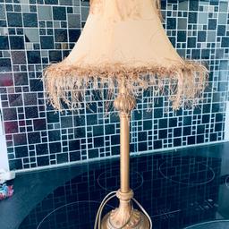 Gold working table lamp slightly marked on shade but may wash off the shade has beads around the bottom edge

Collect or meet