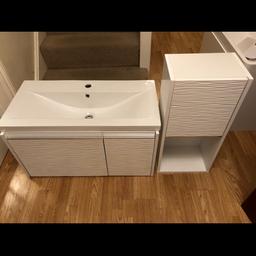 Wall Hung Bathroom Vanity Unit In Wavy Effect with Matching Bathroom Cabinet.

Vanity Unit - H810mm x D400mm x H450mm

Cabinet - W330mm x D220mm x H700mm

Delivery Available - Message for Quote
