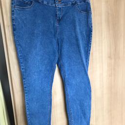 4 buttons high waist skinny blue jeans new look