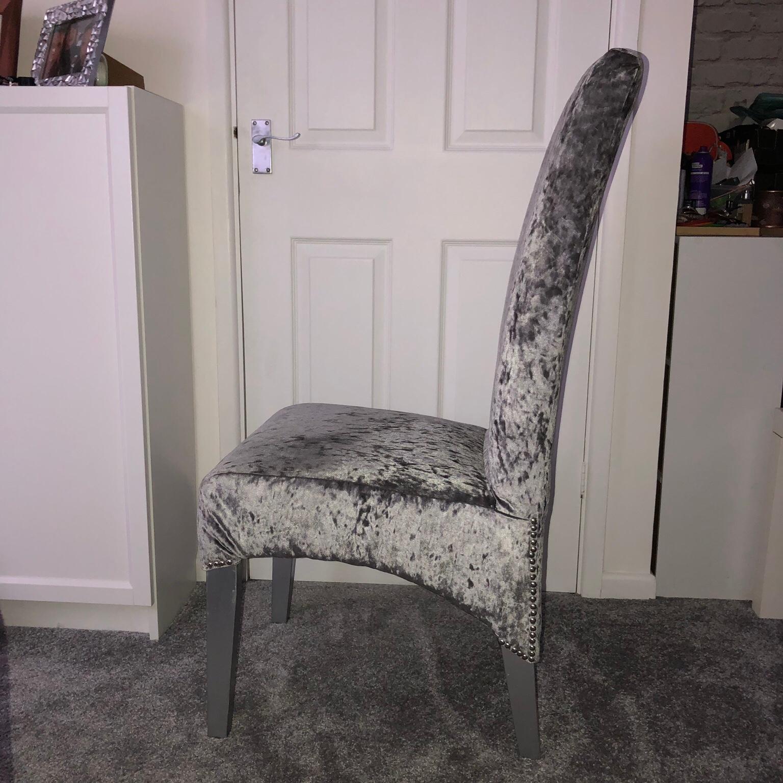 Silver Grey Crushed Velvet Chair in PO7 Havant for £30.00 for sale Shpock