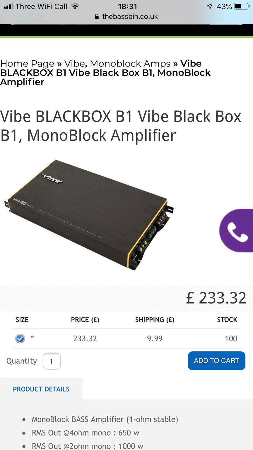 Vibe Blackbox Bass 1 Class D Amplifier In Le3 Blaby For £100 00 For Sale Shpock