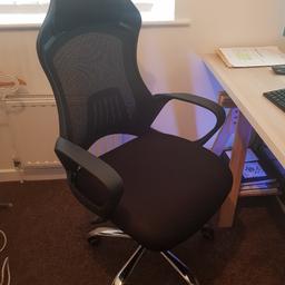 almost brand new office chair with neck rest. bought from Amazon for £56.99. selling due to lack of space. pick up only from Oldham, Royton. serious offers only please no time wasting. Thank you.
