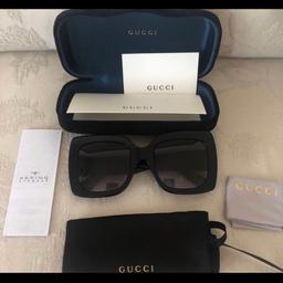 Gucci sunglasses
Style GG0083S 
Re-listing due to time wasters! 
Comes with authenticity card all you can see in the pictures. Selling on behalf of a friend. 
Payment via PayPal or bank transfer. Postage only - no meet-ups. Price includes postage.